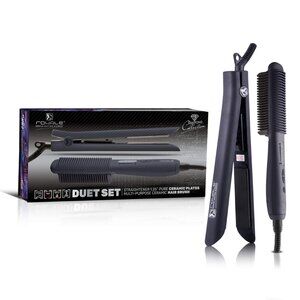ROYALE DUET SET-STRAGIHTENER 1.25"+MULTI PURPOSE HAIR BRUSH-PURE CERAMIC PLATES